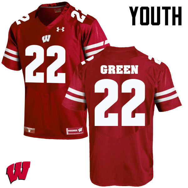 Wisconsin Badgers Youth #22 Cade Green NCAA Under Armour Authentic Red College Stitched Football Jersey EZ40R51YC